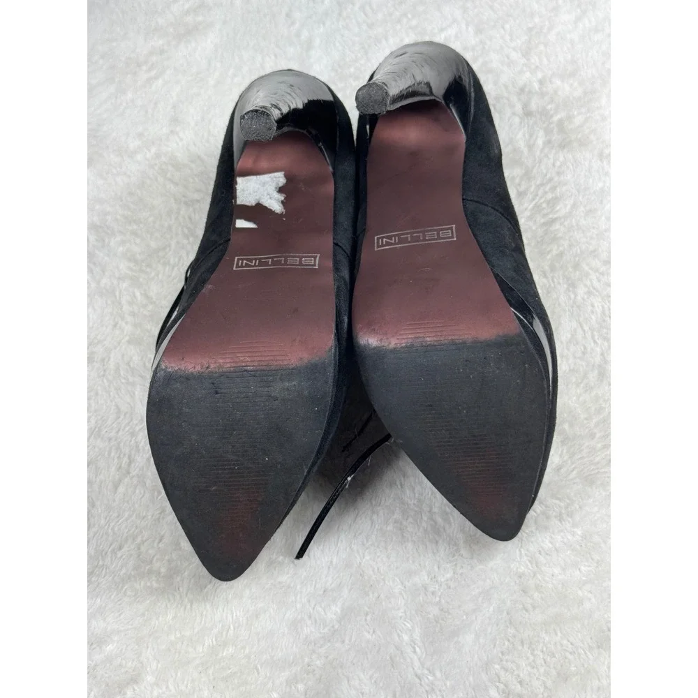 Bellini‎ Eileen Black Suede Pointed Toe Lace Up Stiletto Heel Booties Size 8.5